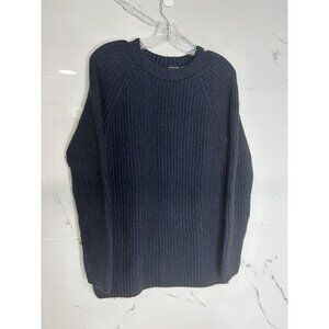 EUC Massimo Dutti Dark Blue Wool Alpaca Blend Chunky Knit Sweater Size M